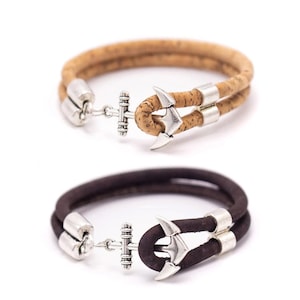 Bracelet ancre en liège Bracelet nautique bracelet unisexe, naturel, liège, végétalien, cadeau