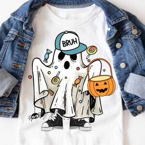 Cute Boy Ghost PNG ~ Bruh ~ Halloween Ghost PNG ~ Funny ~ Sneakers ~ DTF Image ~ Sublimation ~ Baseball Cap ~ Trick or Treat ~ Halloween Art