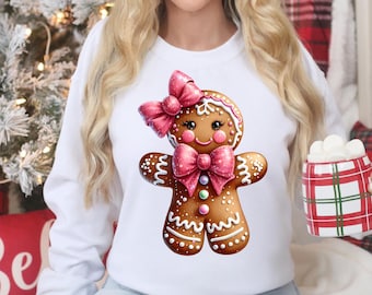 Coquette Gingerbread PNG ~ Cute Gingerbread Girl ~ Gingerbread Shirt ~ DTF ~ Girly Gingerbread Cookie PNG ~ Coquette Bow ~ Gingerbread Art