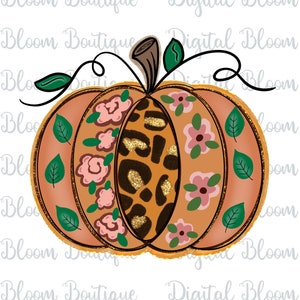 Floral Pumpkin PNG ~ Leopard ~ Orange Pumpkin ~ Cheetah Pumpkin ~ Pumpkin Clip Art ~ Sublimation Digital Download Pumpkin ~ T-shirt Art PNG