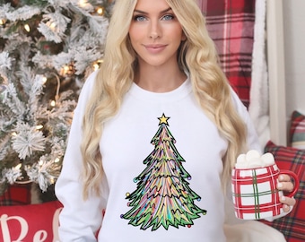 Watercolor Christmas Tree PNG ~ Colorful Xmas Tree Sublimation PNG ~ Christmas Tree Shirt PNG ~ Whimsical Tree ~ Christmas Tree Clip Art
