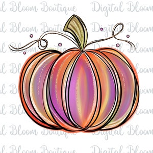 Watercolor Pumpkin Sublimation PNG ~ Halloween Digital Pumpkin Art ~ Orange Pumpkin PNG ~ Glitter Pumpkin ~ Printable Pumpkin Clip Art PNG