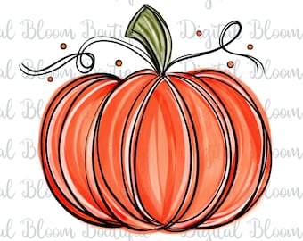 Orange Watercolor Pumpkin PNG ~ Thanksgiving Pumpkin PNG ~ Pumpkin Clip Art ~ Country Pumpkin ~ Pumpkin Pillow Decor ~ Pumpkin Printable PNG