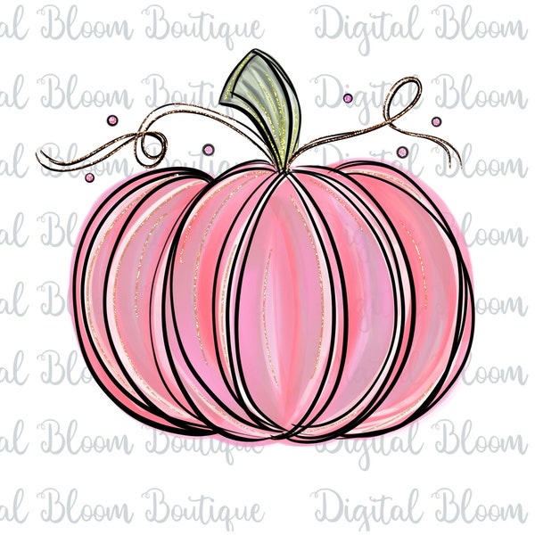 Pink Pumpkin PNG ~ In October We Wear Pink ~ Watercolor ~ Whimsical Pink Pumpkin ~ Pumpkin Clip Art ~ Pumpkin T-shirt ~ Pumpkin Printable