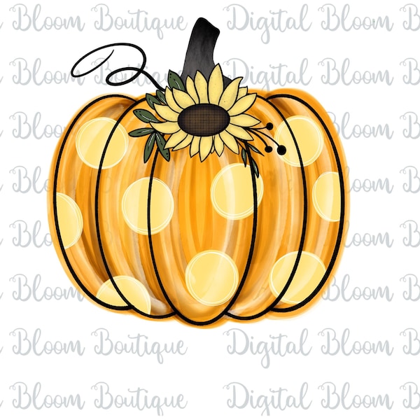 Country Pumpkin Sublimation PNG ~ Thanksgiving Watercolor Pumpkin Clip Art ~ Sunflower ~ Whimsical Pumpkin PNG ~ Digital Pumpkin Printable