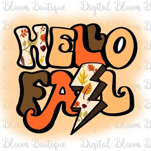 Retro Hello Fall PNG ~ Autumn Season ~ Fall Sublimation Design Downloads ~ Fall PNG ~ Leaves ~ Hello Fall Vibes ~ Thanksgiving Printable PNG