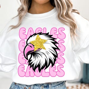 Preppy Eagles Mascot PNG ~ Eagles Sports Team ~ Gold Stars ~ Eagles Sublimation for Shirts ~ Eagles Mascot PNG ~ Trendy ~ Eagles Clip Art