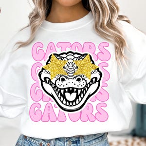 Preppy Gators Mascot PNG ~ Gators Sports Team ~ Gold Stars ~ Gators Sublimation for Shirts ~ Gators Mascot PNG ~ Trendy ~ Gators Clip Art