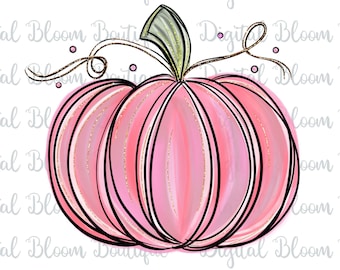 Pink Pumpkin PNG ~ In October We Wear Pink ~ Watercolor ~ Whimsical Pink Pumpkin ~ Pumpkin Clip Art ~ Pumpkin T-shirt ~ Pumpkin Printable
