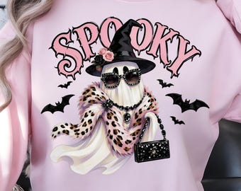 Spooky Glam Ghost PNG ~ Preppy Ghost PNG ~ Trendy Halloween Shirt ~ Halloween ~Boujee ~ Girly Bling ~ Cute Halloween Designs ~ Spooky Season