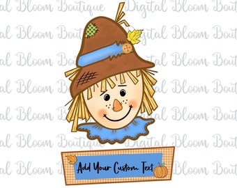 Scarecrow PNG ~ Cute Boy Scarecrow Sublimation ~ Add Your Own Text ~ Scarecrow Custom File ~ Printable Scarecrow Clip Art ~ Fall Scarecrow
