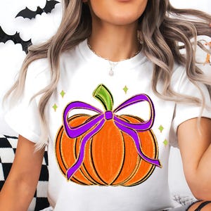 Coquette Pumpkin PNG ~ Hand Drawn Halloween Pumpkin ~ Preppy Pumpkin ~ Cute Pumpkin ~ Girly Pumpkin Shirt PNG ~ Sweet and Spooky Clip Art