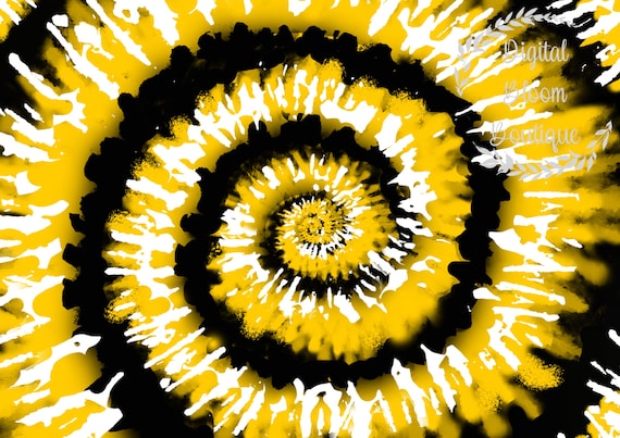 Tie Dye PNG Black White and Yellow Swirl Printable PNG - Etsy