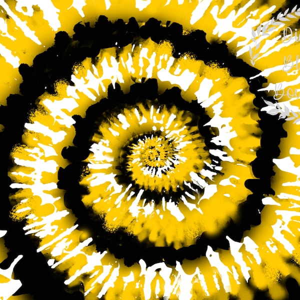 Tie Dye PNG ~ Black White and Yellow Swirl ~ Printable PNG Sublimation ~ Digital Paper ~ Tie Dye PNG Background ~ Tumbler ~ Hand Drawn Art