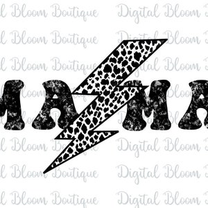 Mama PNG ~ Lightning Bolt ~ Leopard Print ~ Sublimation Digital Design ~ Groovy ~ Retro ~ Vintage ~ Rocker Grunge ~ T-shirts ~ Mom Life PNG
