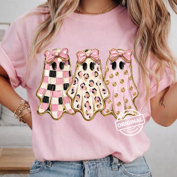Girly Ghost PNG ~ Summerween ~ Glam Ghost ~ Preppy Halloween Graphic ~ Coquette ~ Retro Fall ~ Spooky ~ Girl Sweatshirt Sublimation Download