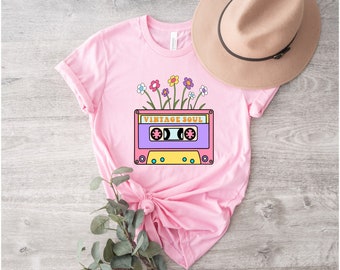 Retro Cassette Tape PNG ~ Vintage Soul PNG ~ Wildflowers PNG ~ Music ~ Sublimation Design Digital Download ~ T-shirts ~ Mugs ~ 80's Clipart