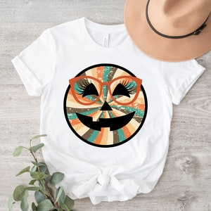 Retro Smiley Face PNG ~ Pumpkin Smiley Face ~ Jack O Lantern ~ Boho Halloween ~ DTF ~ Smile Face Sublimation for Shirt ~ Trick or Treat Art