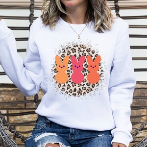 Easter Peeps PNG ~ Retro ~ Custom Easter Girl T-shirt ~ Distressed Leopard PNG ~ DTF ~ Peeps Image ~ Cheetah ~ Heat Transfer ~ Sublimation