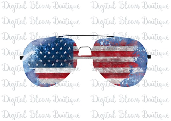 4th of July America Sunglasses PNG ~USA Flag ~ Distressed ~ USA ~ 4th of July ~ Stars Stripes Patriotic ~ Transparent Sublimation T-shirts