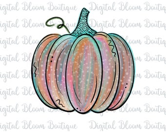 Watercolor Pumpkin PNG ~ Whimsical Pumpkin Clip Art ~ Country Pumpkin PNG ~ Thanksgiving Pumpkin Sublimation Art ~ Multicolor Pumpkin PNG