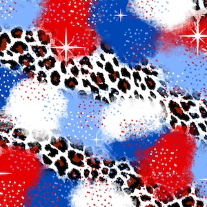 USA ~ Gepard 4.Juli Leopard Papier ~ Handgezeichnete USA Flagge PNG ~ Gepard 4.Juli Bild ~ Bunt Rot Blau