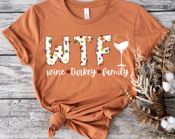 Wine Turkey Family PNG ~ WTF ~ Cute Thanksgiving Sublimation for Shirts ~ DTF ~ Funny Thanksgiving ~ Family Thanksgiving ~ Fall Leaves Art