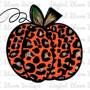 Leopard Pumpkin PNG ~ Cheetah Pumpkin PNG ~ Halloween Orange Pumpkin Art ~ Glitter Pumpkin ~ Pumpkin Sublimation ~ Pumpkin Printable PNG