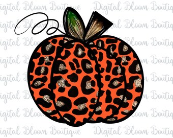 Leopardpumpa PNG ~ Gepardpumpa PNG ~ Halloween Orange pumpakonst ~ Glitterpumpa ~ Pumpasublimering ~ Pumpa utskrivbar PNG