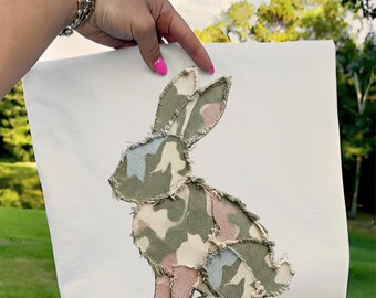 Camouflage Bunny PNG ~ Patchwork Easter Bunny Shirt ~ Camo Easter ~ Cottage Core ~ Spring ~ Rabbit ~ Shabby Fabric ~ Southern ~ Happy Easter