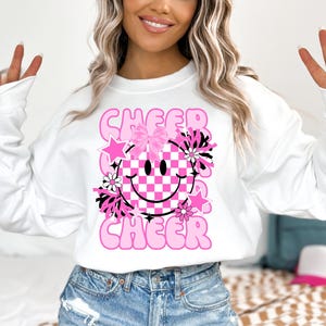 Preppy Cheer PNG ~ Cheerleading ~ Retro ~ Felroze ~ Preppy sublimatie voor shirts ~ Cheerleader PNG ~ College ~ Stars ~ Trendy Cheer ~ DTF