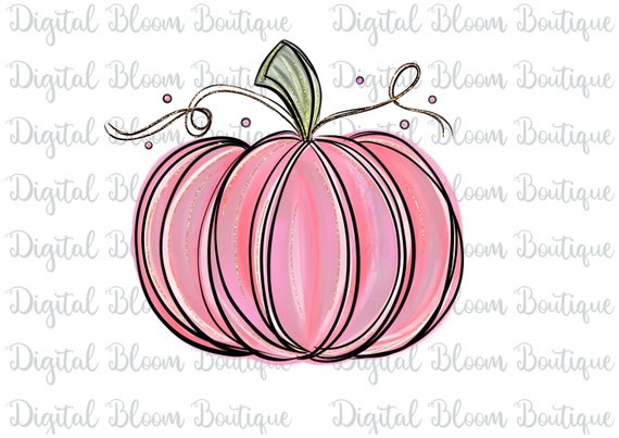 Pink Pumpkin PNG ~ In October We Wear Pink ~ Watercolor ~ Whimsical Pink Pumpkin ~ Pumpkin Clip Art ~ Pumpkin T-shirt ~ Pumpkin Printable