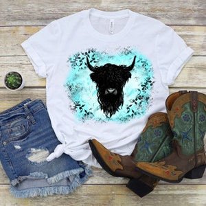 Highland Cow PNG ~ Long Haired Cow PNG ~ Western Shirt ~ Highland Cow Sublimation for Shirt PNG ~ Country Western ~ Highland Cow Clip Art