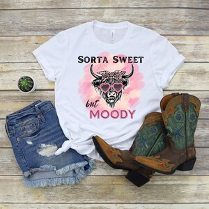 Highland Kuh PNG ~ Sorta Sweet aber Moody PNG ~ Lustige Kuh für T-shirt ~ Country Western DTF ~ Highland Kuh ~ Digitale Clip Art