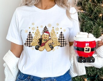 Preppy Gingerbread Man PNG ~ Boujee ~ Cute Christmas Sublimation for Shirts ~ Tumbler ~ Gold Snowflakes ~ DTF ~ Trendy Gingerbread Man PNG