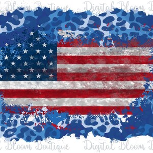 Camouflage USA Background PNG ~ Leopard Grunge Frame PNG ~ 4th of July Flag ~ Sublimation Design ~ Transparent ~ Bleached or White T-shirts