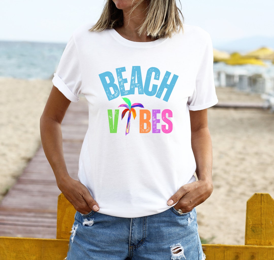 Beach Vibes PNG Colorful Palm Tree PNG Distressed Summer - Etsy