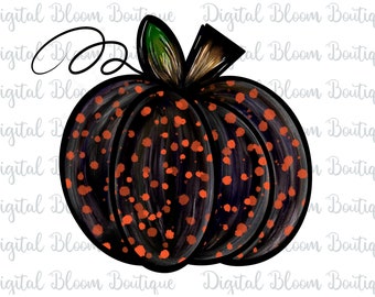 Calabaza negra y naranja PNG ~ Lindo clip de calabaza ~ Calabaza de Halloween PNG ~ Arte de sublimación de calabaza de Acción de Gracias ~ PNG imprimible de calabaza