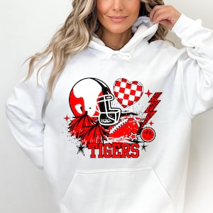 Preppy Tigers Football PNG ~ Football Game Day ~ Cute Tigers Shirt PNG ~ Cheerleader ~ School Sports Team ~ Trendy Tigers ~ DTF ~ Tigers Art
