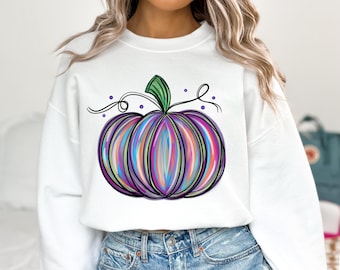 Watercolor Pumpkin PNG ~ Colorful Pumpkin Sublimation PNG ~ Halloween Pumpkin Shirt PNG ~ Whimsical Pumpkin ~ Thanksgiving Pumpkin Clip Art