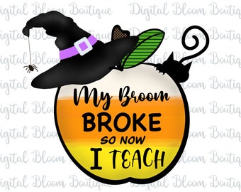 Halloween PNG ~ Teacher Apple ~ Teacher Halloween T-shirt Sublimation ~ Trick or Treat PNG ~ Candy Corn ~ Witch Hat ~ Spider ~ Black Cat PNG