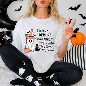 Jag är inte blygsam PNG ~ Jag har ADHD ~ Trendig blygsam ~ Halloween-tröja sublimering ~ DTF-överföring ~ Pumpa ~ Retro söt spöke ~ Svart kattkonst