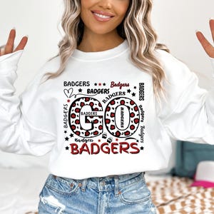 Preppy Badgers PNG ~ Badgers Game Day ~ Black and Blue Badgers Mascot ~ Cute Badgers Sublimation for Shirt ~ Go Badgers PNG ~ DTF Transfer