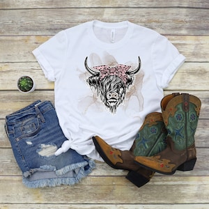 Highland Cow PNG ~ Long Haired Cow PNG ~ Western Shirt ~ Highland Cow Sublimation for Shirt ~ Country Western ~ Highland Cow DTF ~ Cow Art