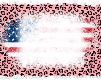 USA Flag PNG ~ Leopard Bleach Effect Background ~ USA ~ 4th of July Image ~ Cheetah ~ Patriotic Image ~ Transparent Sublimation T-shirts