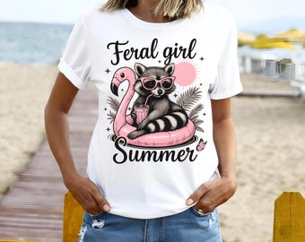 Feral Girl Summer PNG ~ Funny Raccoon PNG ~ Cute Raccoon Digital Design ~ Country Girl ~ Feral Raccoon Shirt PNG ~ Doodle ~ Racoon Clip Art