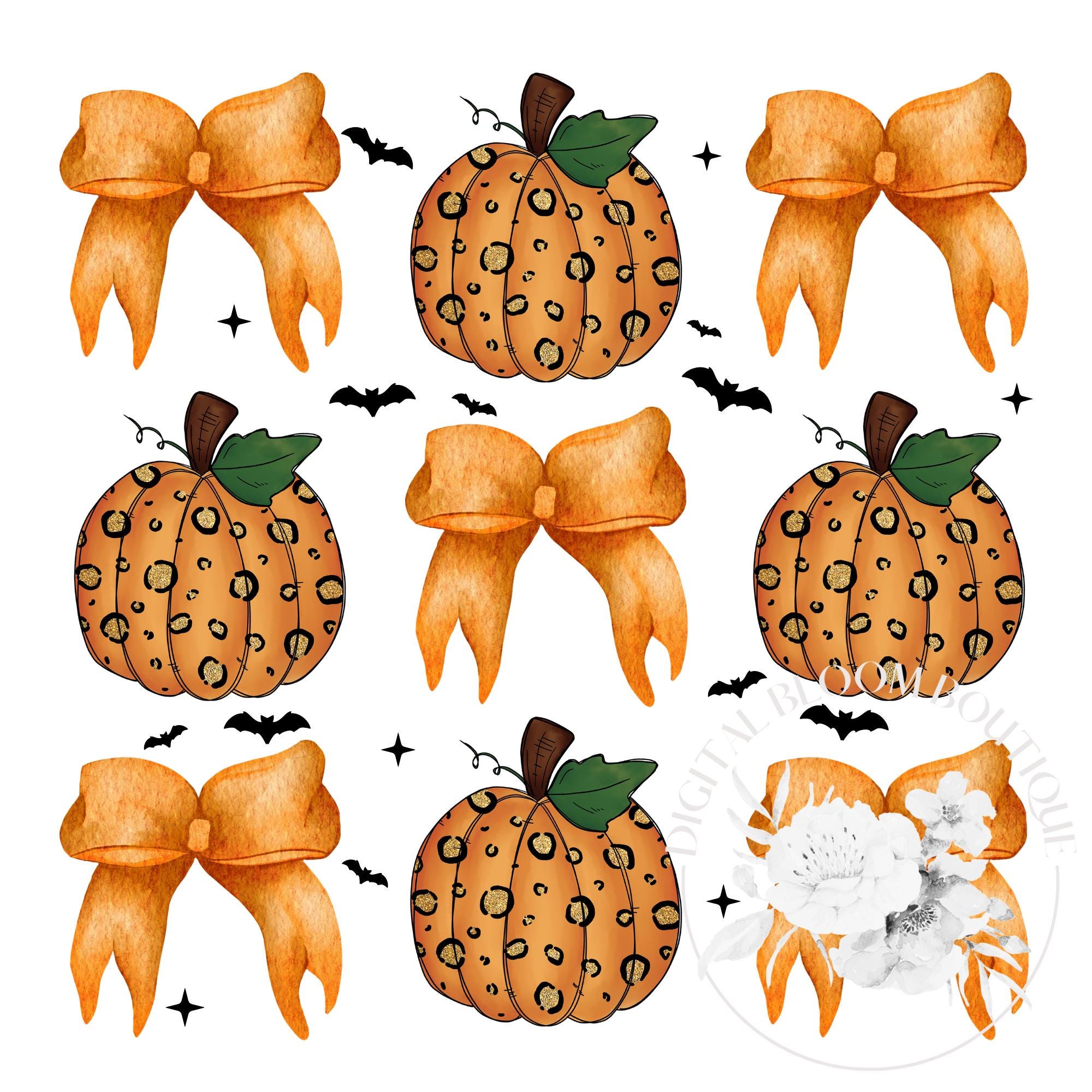 Halloween Coquette Bows PNG ~ Preppy Spooky Season ~ Leopard Pumpkin ...
