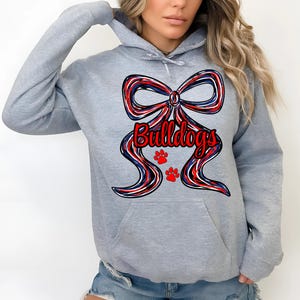 Preppy Bulldogs Mascot Bow PNG ~ Go Bulldogs ~ Game Day Coquette Bow ~ Brushstroke Bow for Shirts ~ Bulldogs Sports Team ~ Bulldogs Clip Art
