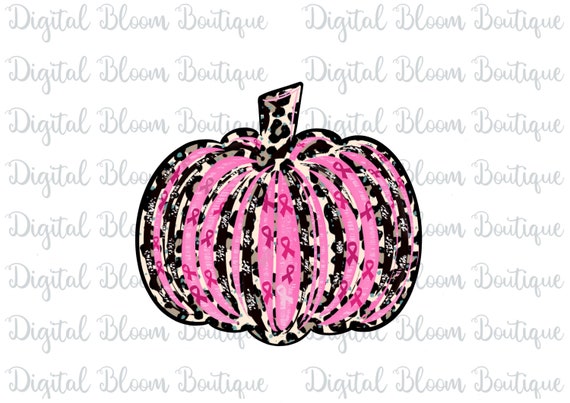 Breast Cancer Awareness PNG ~ In October We Wear Pink Art PNG ~ Leopard Pumpkin Clip Art ~ October Pink Ribbon Sublimation T-shirt Art PNG