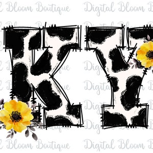 Kentucky PNG for Sublimation Printing ~ Cow Print ~ Transparent ~ KY State Floral Monogram for T-shirts PNG ~ Kentucky State Love Clip Art